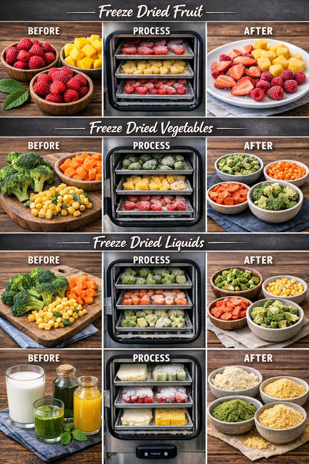 Mesin freeze dryer before & after